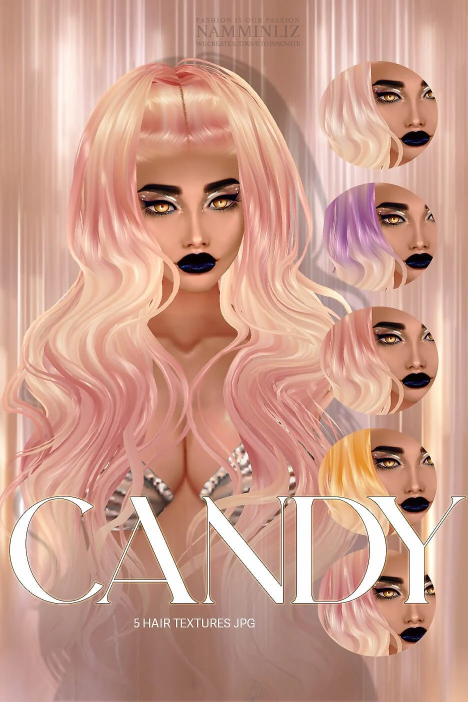 CandyHair Enhance IMVU Namminliz's stunning beautiful store File Sale! baby hair edges, baby hair mesh reign