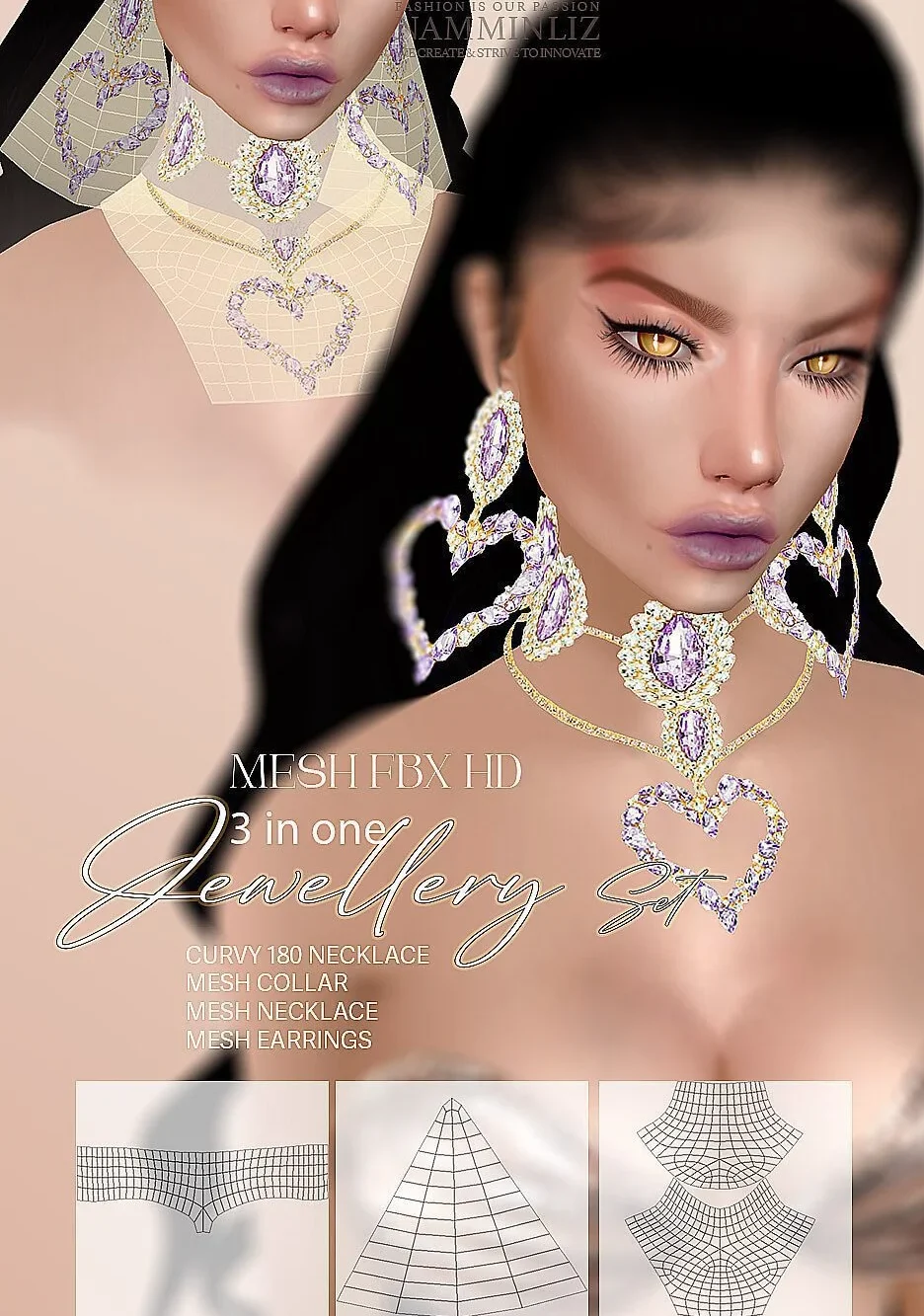 Jewellery Set HD MESH FBX 3 in 1