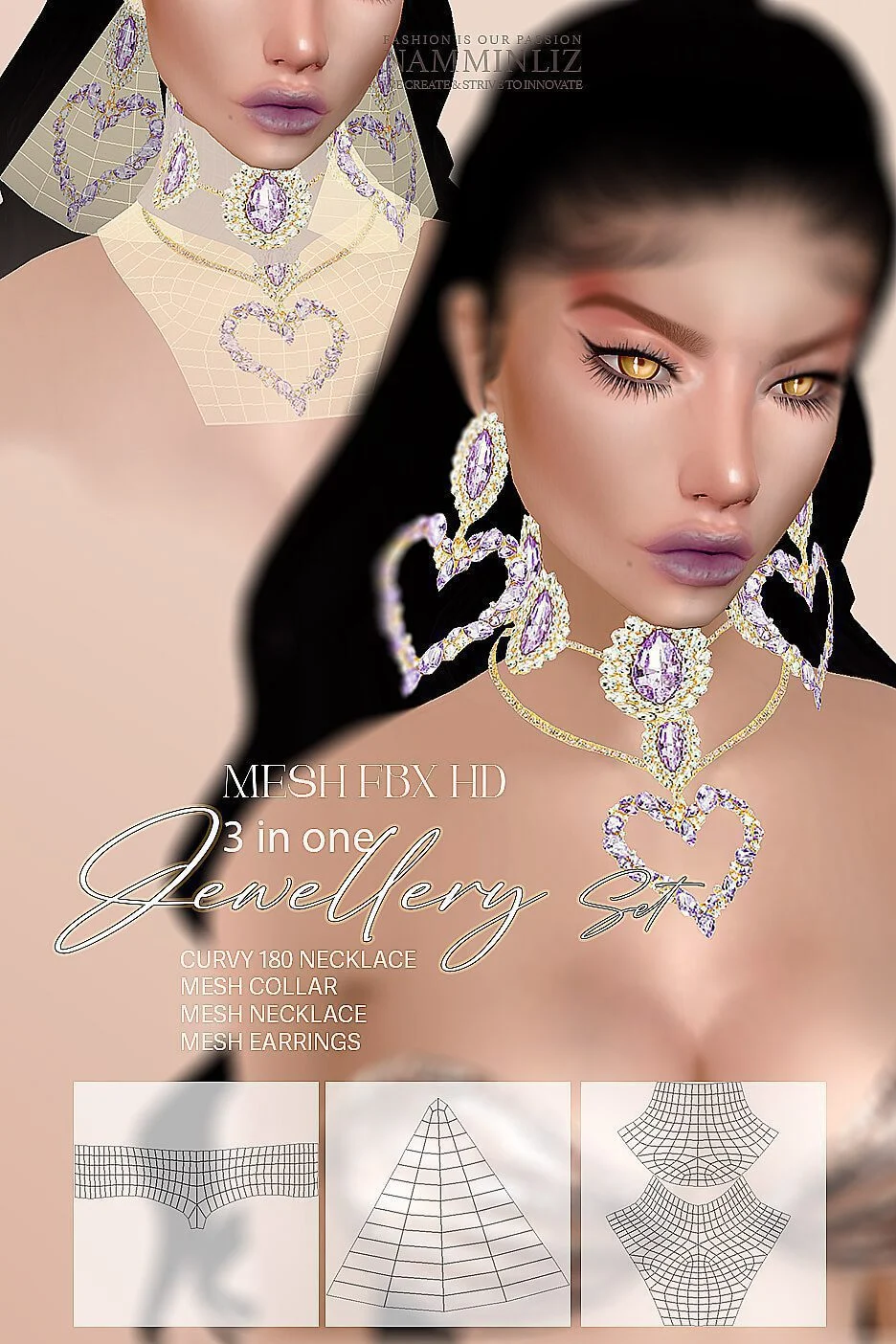 Jewellery Set HD MESH FBX 3 in 1