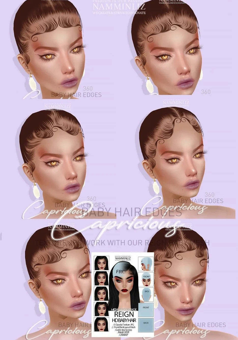 Enhance IMVU Namminliz's stunning beautiful store File Sale! baby hair edges, baby hair mesh reign