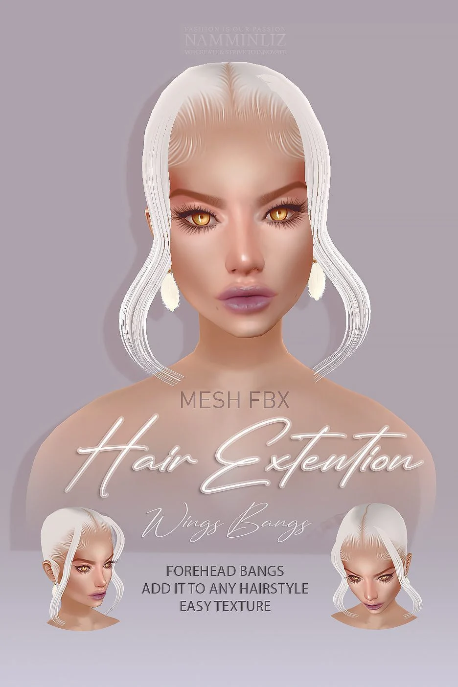 HairextentionV01 Enhance IMVU Namminliz's stunning beautiful store File Sale! baby hair edges, baby hair mesh reign