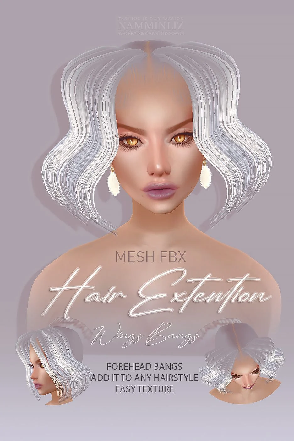 HairextentionV02 Enhance IMVU Namminliz's stunning beautiful store File Sale! baby hair edges, baby hair mesh reign