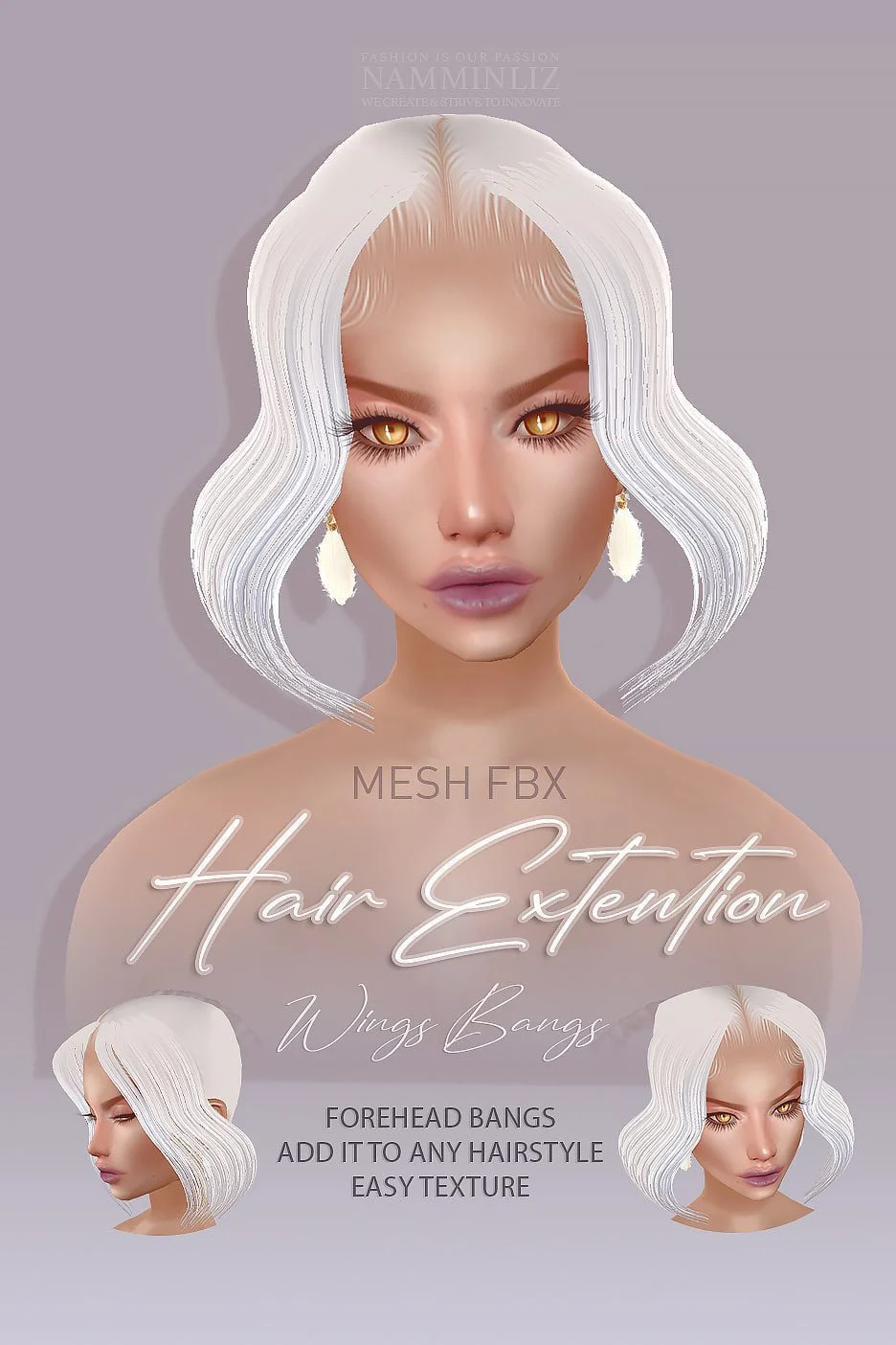 HairextentionV03 Enhance IMVU Namminliz's stunning beautiful store File Sale! baby hair edges, baby hair mesh reign