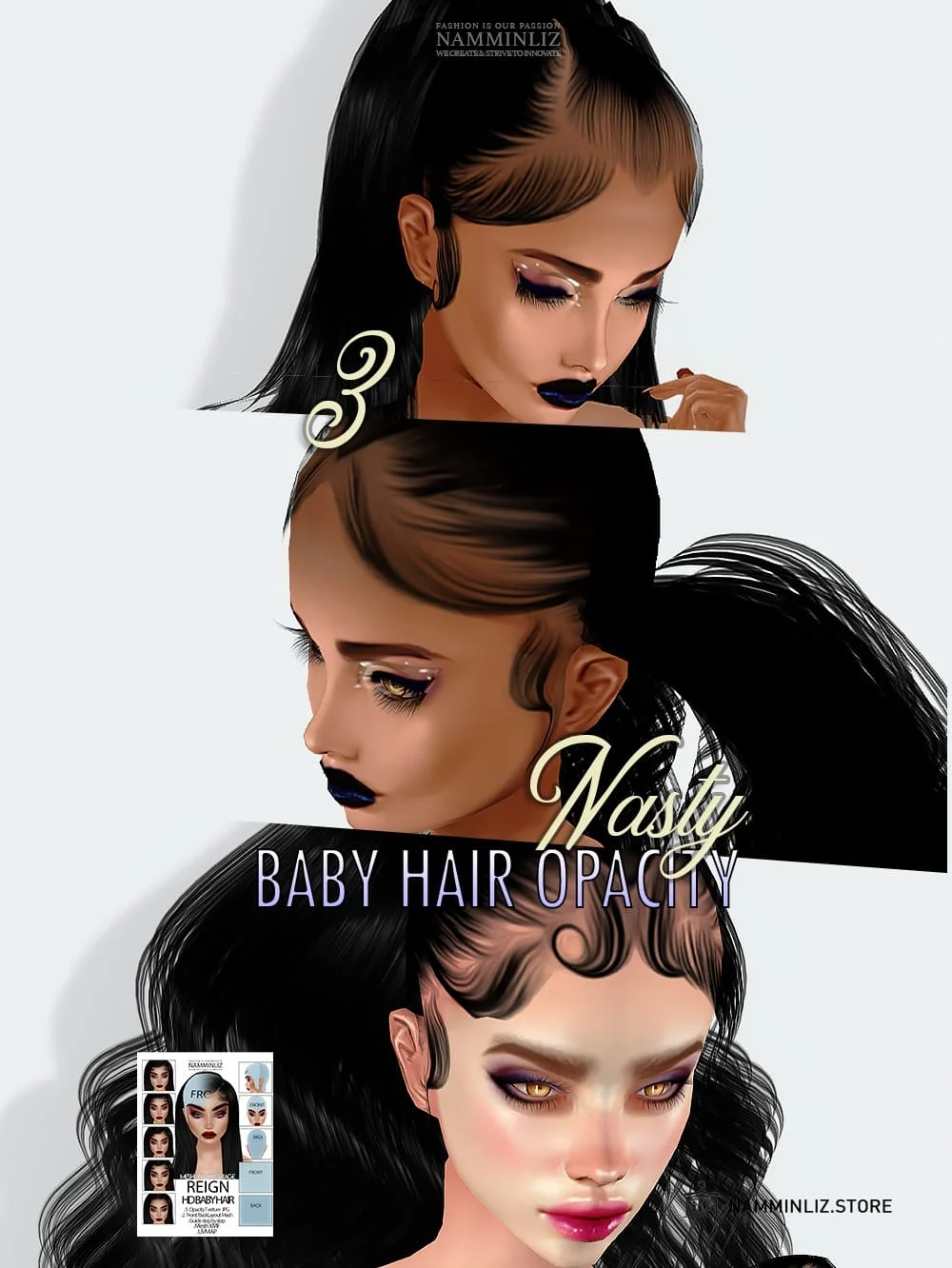 Nasty 3 Baby Hair Edges  +1 Bonus Full Pack