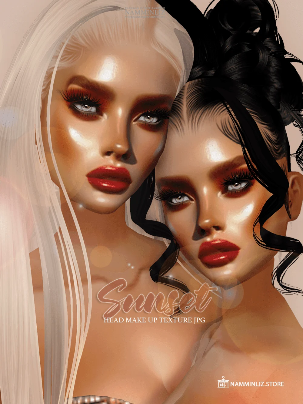 Sunset head make-up texture