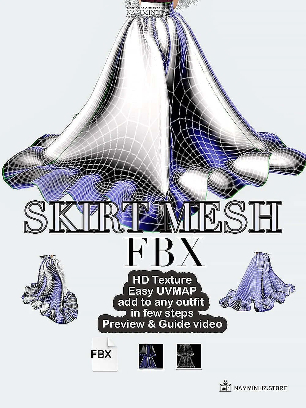 3D Skirt Mesh FBX HD V1