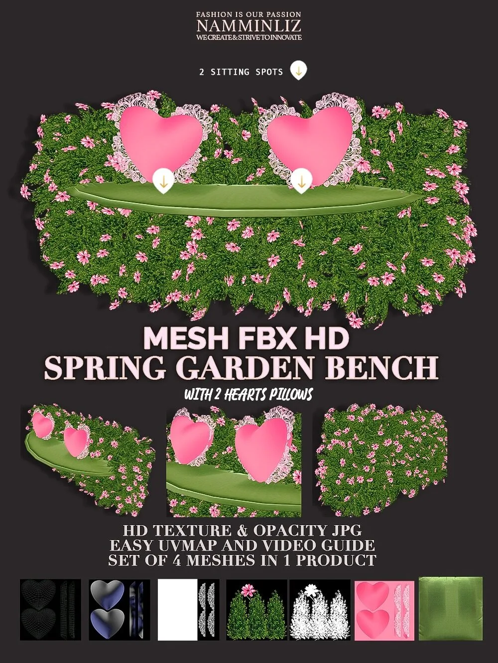 Spring Garden Bench Mesh FBX