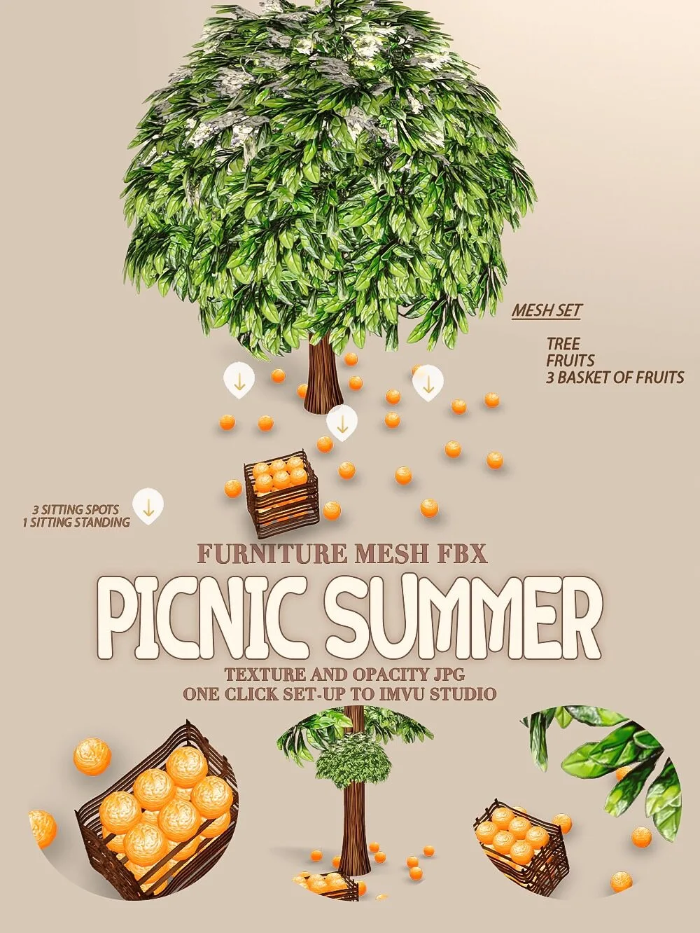 Picnic Summer Mesh FXB Tree & Fruits