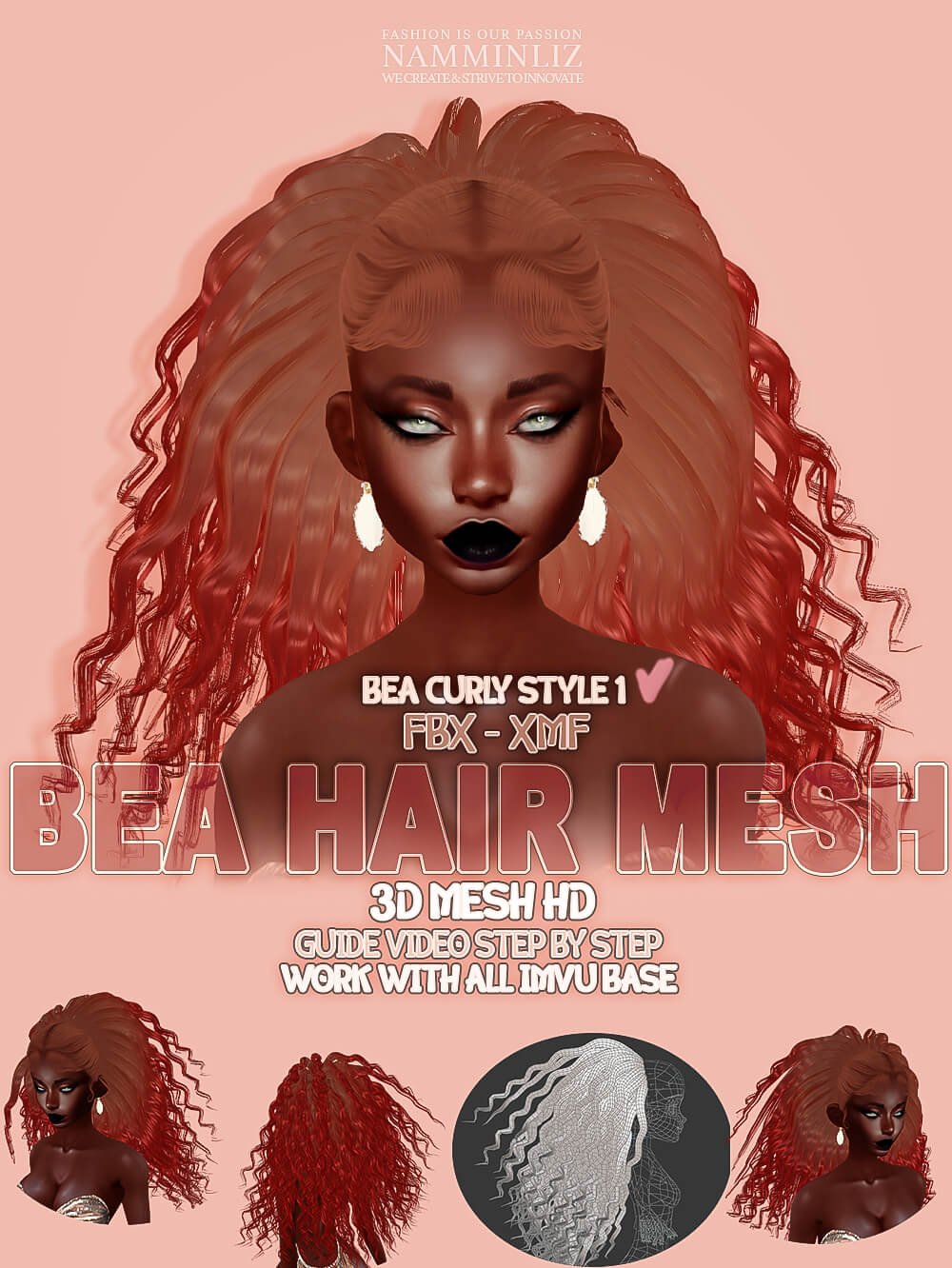 BEA Curly Style 1 HAIR MESH FBX XMF