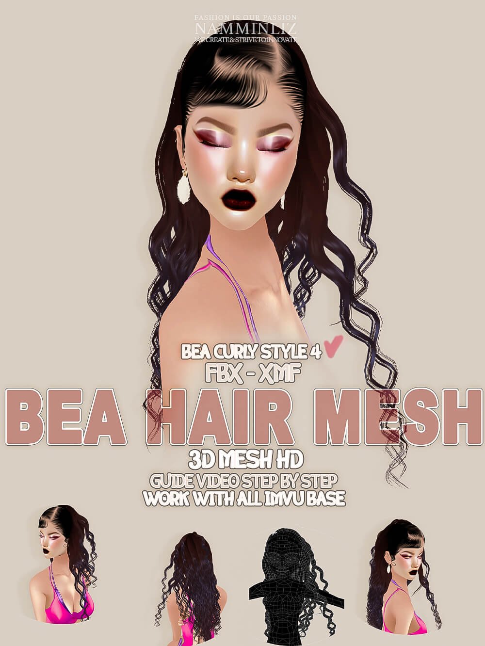 BEA Curly Style 4 HAIR MESH FBX XMF