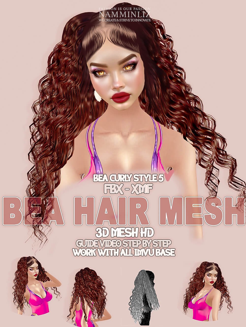 BEA Curly Style 5 HAIR MESH FBX XMF