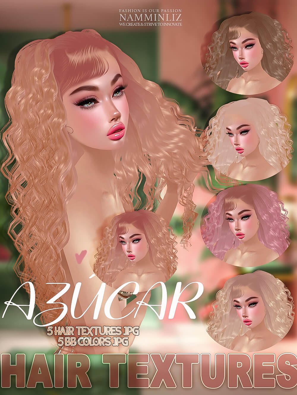 Azucar 5 Hair Textures with BB colors V1