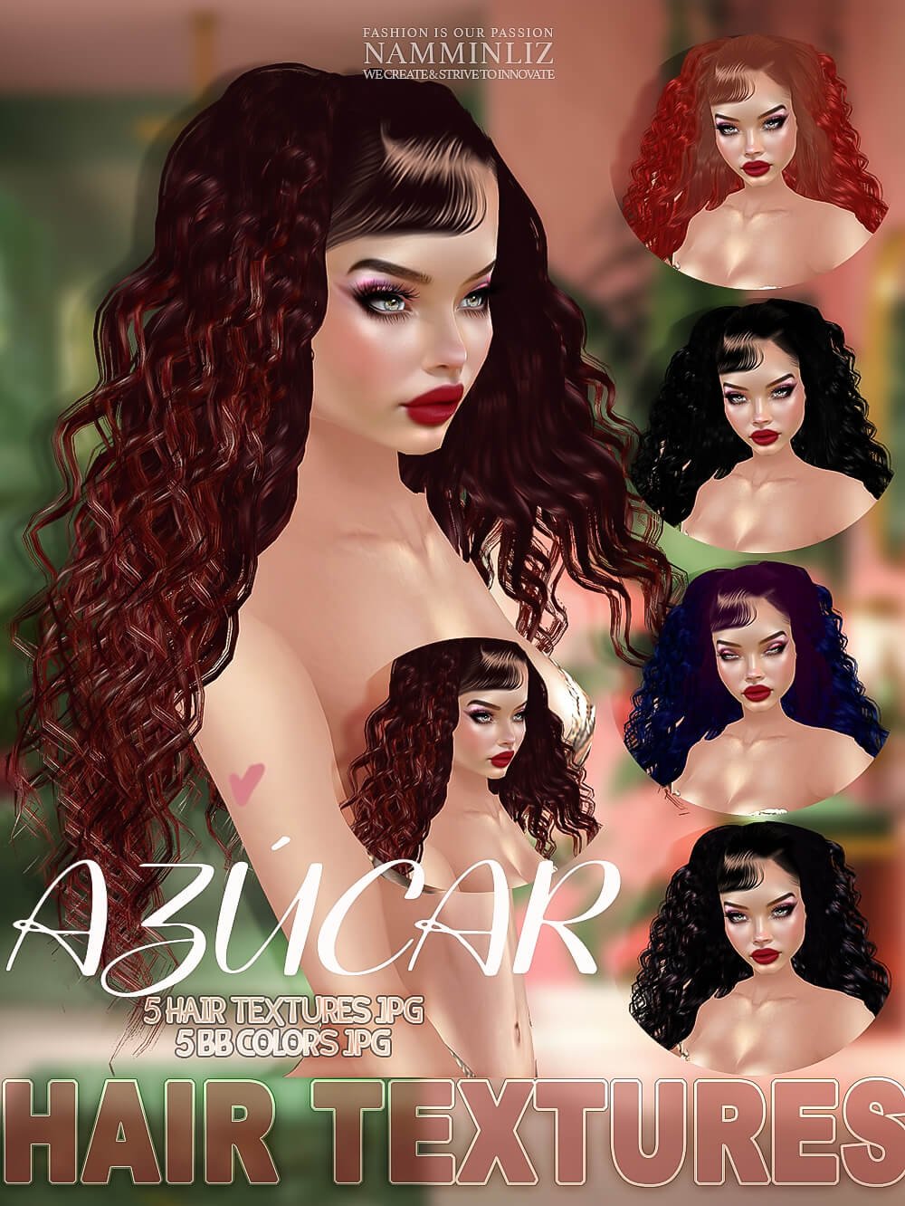 Azucar 5 Hair Textures with BB colors V2