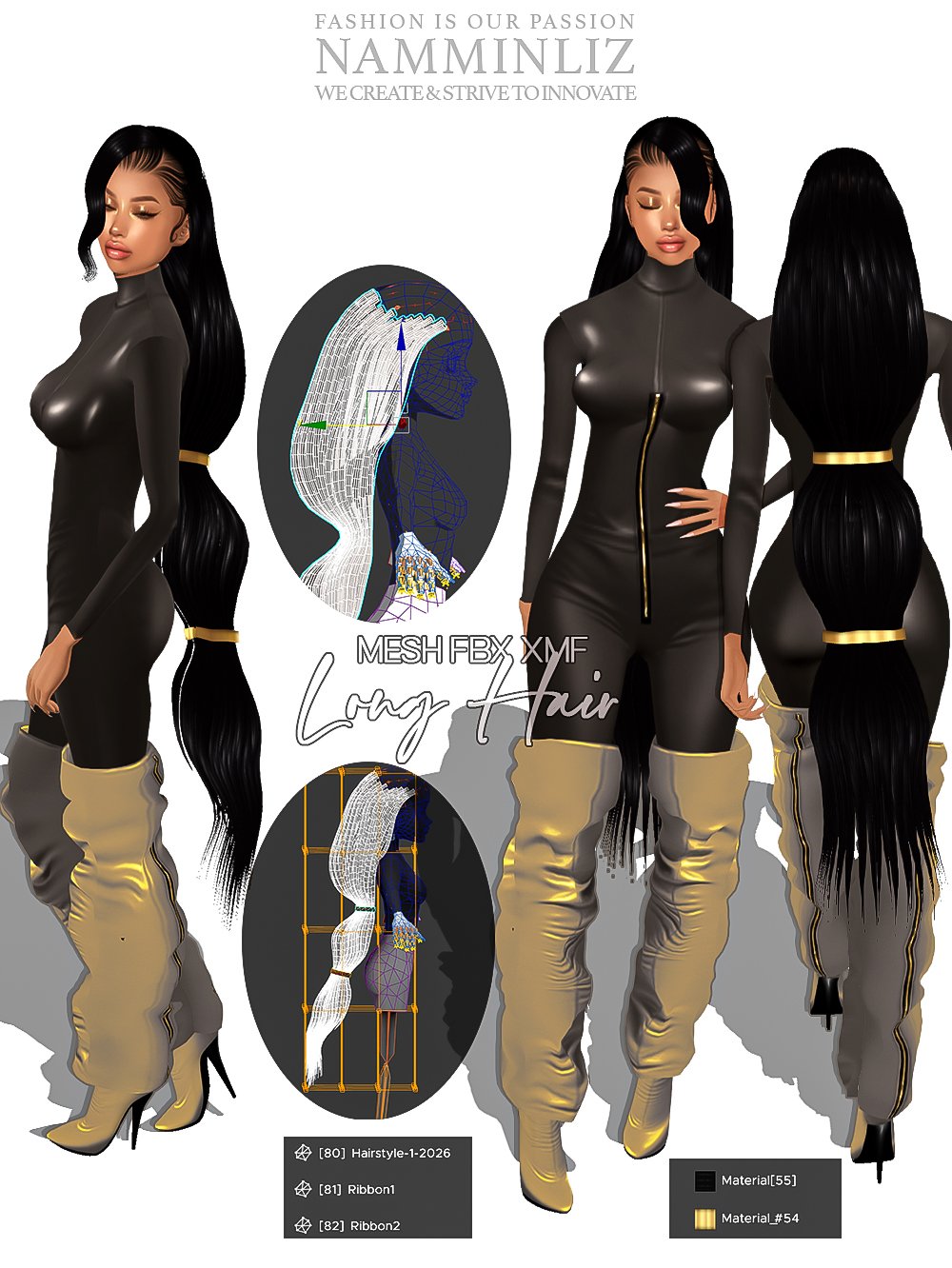 Long Hair Mesh XMF FBX