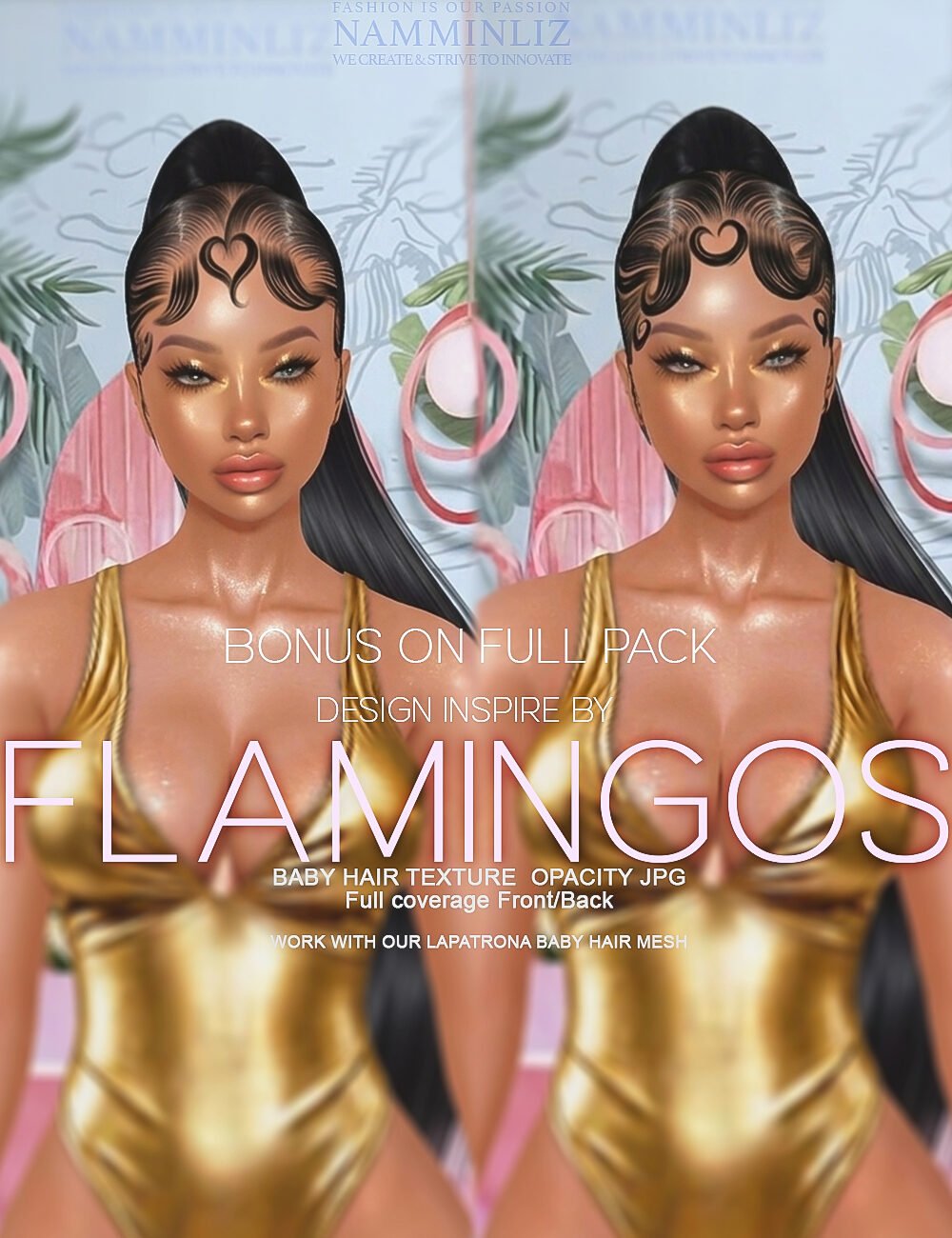 Flamingos Heart Baby hair opacity